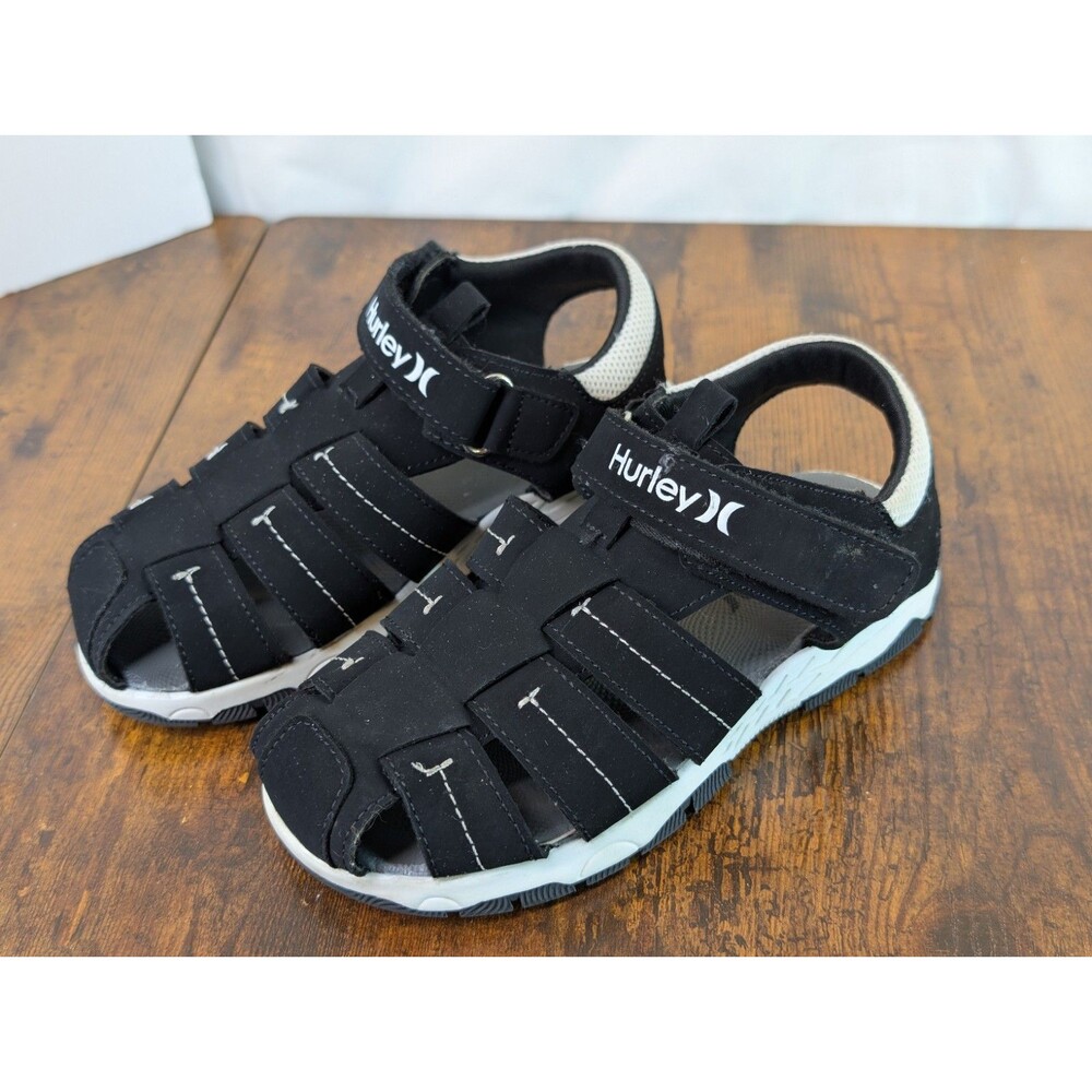 Hurley Bayne Kids Water Sandals Black Size US 1 Big Kid Closed Toe Excellent...